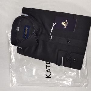 Men's black button front long sleeve dress shirt - size small (39)